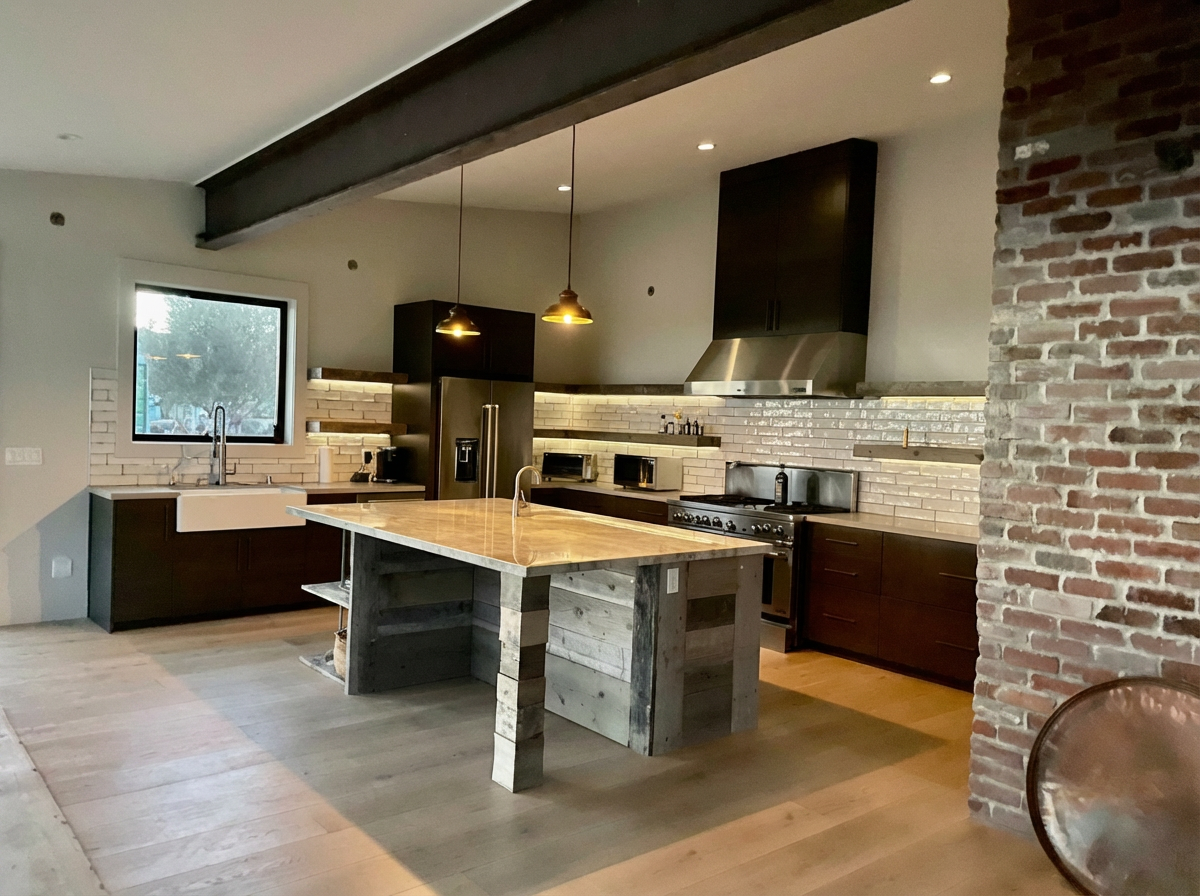 Industrial Brick & Beam Kitchen in Los Angeles, CA