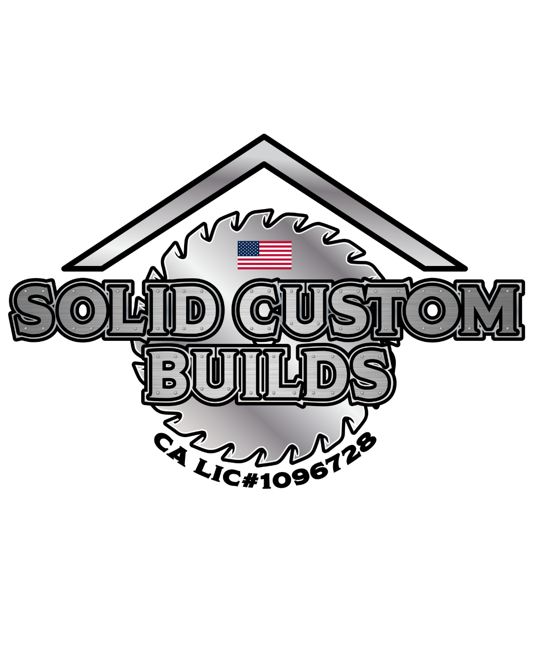 Solid Custom Builds — saw blade and house roof logo